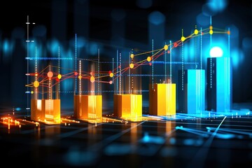 Wall Mural - a series of graphs are displayed on a dark background