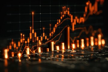 Wall Mural - a graph with a lot of numbers and a lot of orange lines