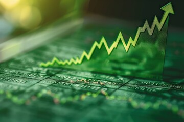 Wall Mural - a green line with a point on top of it is on a green background