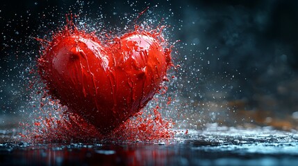 Wall Mural - red heart splash love passion romance valentines day image