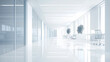 © ki - Modern and minimalist clean office space with white walls and floors, featuring a spacious and organized environment ideal for productivity, creativity, and professional work in a modern setting.