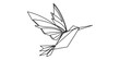© line draw - Single continuous line drawing of beauty funny origami paper form flying hummingbird. Traditional Japanese paper craft folding concept. Origami bird design.
