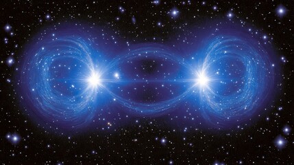 Wall Mural - Cosmic collision of stars outer space digital art galactic environment distant viewpoint astronomical concept