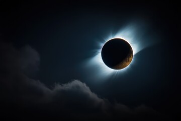 Wall Mural - a large, bright sun is in the sky, with a dark, cloudy background