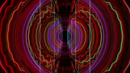 Wall Mural - Abstract background 3D animation moving through shiny glass metal and neon lights tunnel, loop