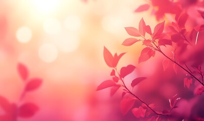 Aufkleber - A dreamy backdrop of soft pink hues with delicate leaves, creating a serene and tranquil atmosphere.