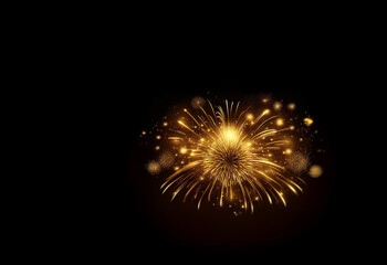 Poster - A breathtaking burst of golden fireworks illuminates the night sky.  Sparkling trails and radiant light create a celebratory spectacle.