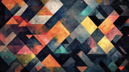 Wall Mural - Pixelated illusion artwork featuring overlapping triangles that appear to move and change when viewed from different angles