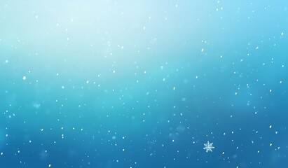 Poster - A serene winter scene featuring softly falling snowflakes against a gradient blue background, evoking a calm, chilly atmosphere.