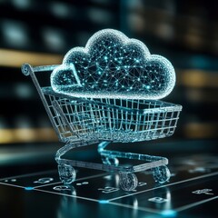 Poster - Cloud technology icon for online shopping global business concept