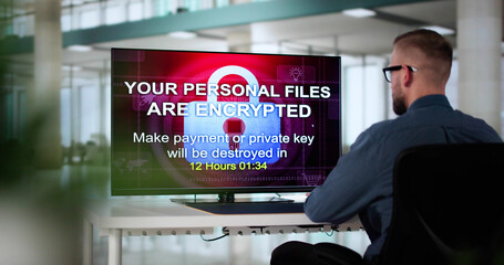 Aufkleber - Ransomware Extortion Attack. Hacked Laptop Password