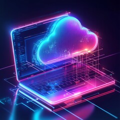 Aufkleber - cloud storage social network, sky backround, futuristic technology, data deep learning, binary ai robotic system, hacker security privacy, server online digital