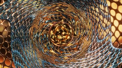 Wall Mural - Abstract background 3D animation shiny glass and metal reflective objects movement rotation play of light.