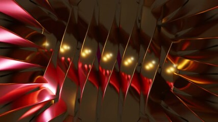 Wall Mural - Abstract background 3D animation shiny glass and metal reflective objects movement rotation play of light.