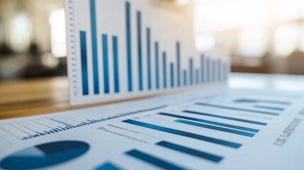 Poster - Financial charts showing statistics and business data analysis on wooden table