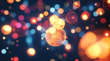 Wall Mural - abstract background with glowing orbs of light and bokeh.