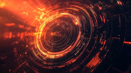 Wall Mural - background featuring abstract digital interface with glowing neon lines, high-tech circuit patterns,