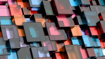 Leinwandbilder - Abstract 3D Cluster of Reflective Blocks in Multicolored Tones