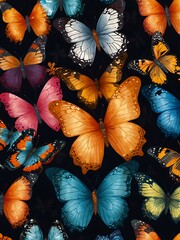 Sticker - Seamless butterfly pattern design.