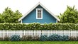 © ebosBond - Charming Blue House with Manicured Lawn and Picket Fence