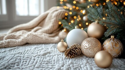 Wall Mural - blank frame amid festive decorations. suitable for holiday themed designs, christmas promotions, and