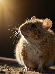 Wall Mural - Small mouse basking in the sunlight.