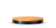 © backup16 - 3D wooden and black podium on transparent background. Round stage display product. Empty circle stand pedestal of natural wood for luxury product presentation. Realistic modern vector illustration.