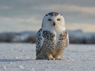 Canvas Print - Snowy owl in a winter landscape.