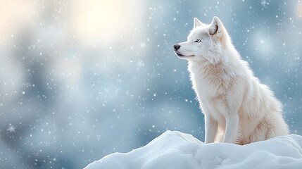  Wild arctic wolf observing a snowy landscape nature photography in a winter wonderland