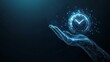 © ai_artist - Digital Vector 3D Hand Holding Clock or Stopwatch in Dark Blue