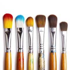 Painting brush paint brush tools set brush Isolated on White Background Generative AI