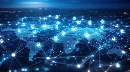 Wall Mural - global network connectivity: a visualization of worldwide interconnection