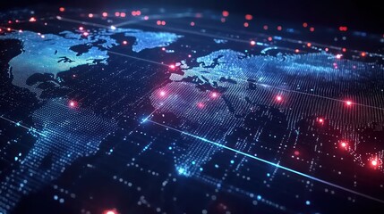 Wall Mural - global network: digital world map visualization