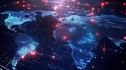Wall Mural - global network: a digital world map visualization