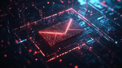 Wall Mural - digital email communication network: abstract representation of data transmission and electronic mes