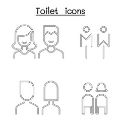 Wall Mural - Toilet, restroom, bathroom icon set in thin line style