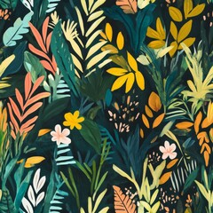 Sticker - Tropical Floral Pattern Design