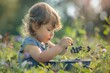 © Milos - Child Enjoying Fresh Blueberries: A Moment of Joy