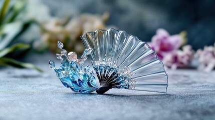 Poster - Artistic glass fan sculpture home decor decorative art elegant setting close-up view exquisite craftsmanship for display