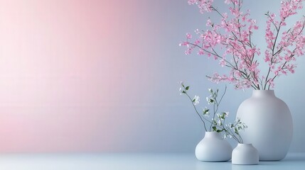 Aufkleber - Elegant floral arrangement in minimalist studio modern decor soft pastel colors serene atmosphere artistic composition