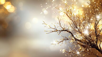 Poster - Warm golden bokeh effect on a creamy background nature abstract photography serene atmosphere close-up view elegant visuals