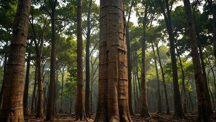 Wall Mural - Teak tree in Thailand’s tropical forests.