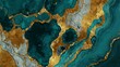 © claudunia - Teal and golden marble geode background.