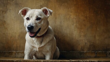 Wall Mural - Thai art painting of a dog on a wall.