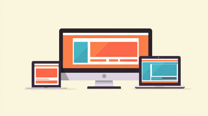 Wall Mural - web design flat concept. templates internet page of website on screen laptop tablet phone. responsiv
