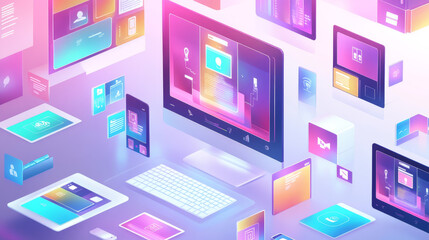 web development, coding and programming responsive layout internet site or app of devices. creation 
