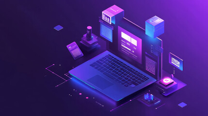 Wall Mural - web development, coding and programming responsive layout internet site or app of devices. creation 