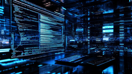 Wall Mural - software, web development, programming concept. api program code in development environment on scree