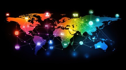 Wall Mural - global network connectivity: a visualization of worldwide digital interconnections