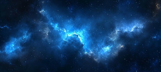Wall Mural - vast cosmic dance abstract blue nebula with swirling dust and distant stars across outer space